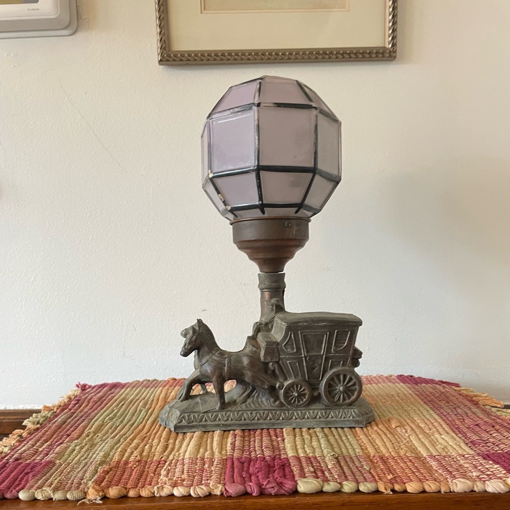 Art Deco Horse and Carriage Lamp